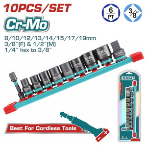 TOTAL 10 Pcs 3/8"DR. impact socket set (THTISD38104)