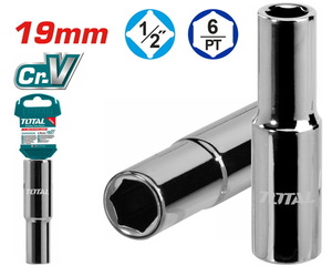 TOTAL Deep hexagonal socket 1/2" 19mm  (THTST12193L)