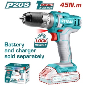 TOTAL Lithium-Ion impact drill 20V / 45Nm (TIDLI201455)