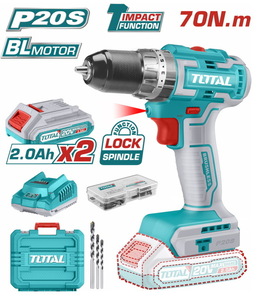 TOTAL Lithium-Ion brushless impact drill 20V / 2Ah / 70Nm (TIDLI20605)