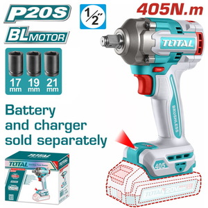 TOTAL ΕΠΑΓΓ. ΜΠΟΥΛΟΝΟΚΛΕΙΔΟ ΜΠΑΤ. Li-ion 20V / 405Nm ΧΩΡΙΣ ΜΠΑΤΑΡΙΑ & ΦΟΡΤΙΣΤΗ BL Motor (TIWLI20451)