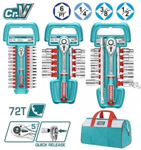 TOTAL 57 Pcs 1/4" & 3/8" & 1/2"socket set (TOS23092)