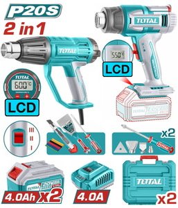 TOTAL ΕΠΑΓΓ. ΣΕΤ ΠΙΣΤΟΛΙΑ ΘΕΡΜΟΥ ΑΕΡΑ ΜΠΑΤ. Li-ion 20V (TOSLI241188E)