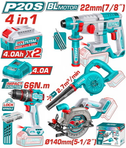 TOTAL Cordless 4 pcs combo kit (TOSLI250695E)