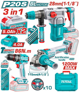 TOTAL Cordless 3 pcs combo kit (TOSLI251195E)